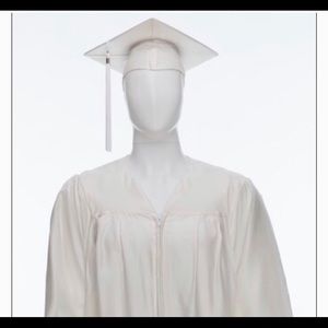 Joston’s white graduation cap and gown | 5’ 1 - 5’3